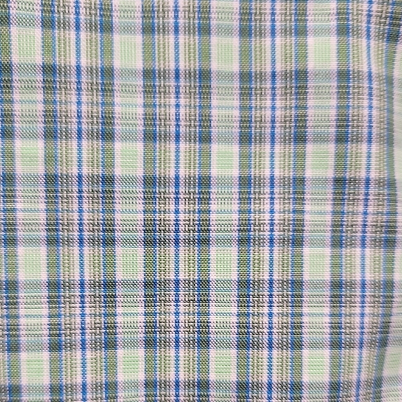💗 EDDIE BAUER Plaid Checkered Button Down Up Short Sleeve Shirt Blue & Green XL - Picture 6 of 6